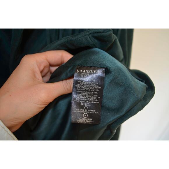 Blank NYC Faux Suede Fringe 'Deep Dive' Green Blazer Jacket Size Medium - Picture 8 of 8